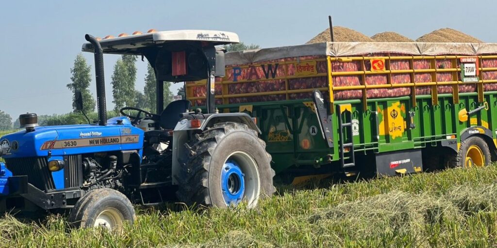 Tractors loaded with paddy for representation